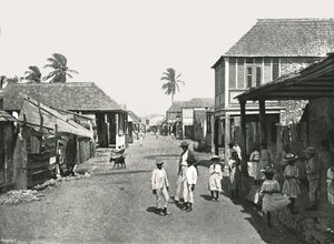 Utcai jelenet a jamaicai Port Royalban, 1895.