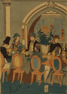 Öt nemzet bankettje, Yokohama klubja, 1861 alkotó: Yoshitomi Utagawa