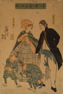 Külföldiek újévi táncot néznek, 1861 alkotó: Yoshitomi Utagawa