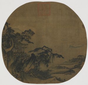 Táj: hegyoldalban pavilonok, alatta patak, Ming-dinasztia, XVI. alkotó: Yuan Ma