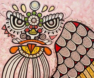 Oroszlántánc fehér, 2022 (olaj, vászon) alkotó: Yue Zeng