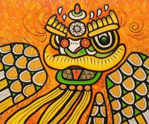 Oroszlántánc sárga, 2022 (olaj, vászon) alkotó: Yue Zeng