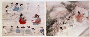Art coreen: női harci jelenet a mindennapi életben. Sin Yun Bok (vagy Hyewon 1758-ban) nyomatai. 18. vagy 19. század. Hyung Pil Chun kollekció alkotó: Yun-bok Sin