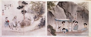 Art core: séta és hajó jelenet. Sin Yun Bok (vagy Hyewon) (született 1758) nyomatai. 18. század. alkotó: Yun-bok Sin