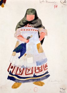 Modest Petrovics Muszorgszkij jelmezvázlata a Borisz Godunovban szereplő fogadós feleségéhez.