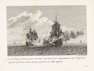 Jan Bart Ververt een Spaans schip találkozott 350 katonával aan Boord, 1683 1683-ban Spanyolország hadat üzent Franciaországnak, Jean-Bart egy fregatt parancsnoksága volt, amellyel egy 350 spanyol katonát szállító hadihajót vett fel (cím az obje-n