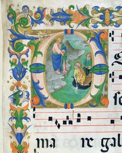 Ms 515 f.1r The Miraculous Draft of Fish, egy kóruskönyvből, 1449 előtt végrehajtva a 88903 részlete alkotó: Zanobi di Benedetto Strozzi