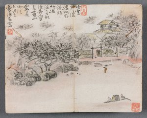 Miniatűr album figurákkal és tájkép két csónakossal, 1822.