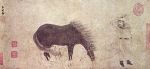 Ló és vőlegény télen (tinta papíron)