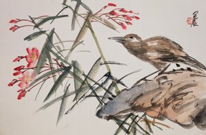 Levél virág- és madárfestményeket tartalmazó albumból alkotó: Zhen Wang