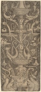 Dísztábla sárkányokkal, maszkokkal és hadieszközökkel, c. 1505.