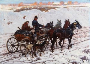 Lovas kocsi (olaj, vászon) alkotó: Zygmunt Rozwadowski