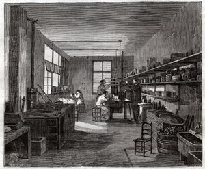 Atelier de galvanoplastie. Galvanizálási műhely. alkotó: Frederick (attr. to) Barnard