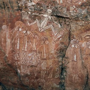 Ausztrália, Északi Terület, Arnhem Land, Kakadu Nemzeti Park, Nourlangie Rock, Aboriginal sziklafestmények