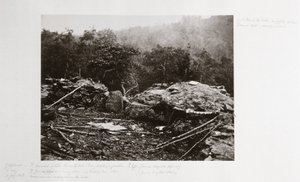 Breastworks on Little Round Top Hill, Gettysburg, Pennsylvania, 1863. július alkotó: Ferdinand Georg Waldmuller