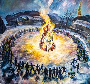 Christiania első partija, Koppenhága. (Festmény) alkotó: . .