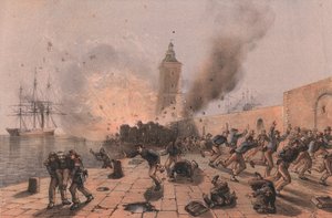 Lámpás porhordójának felrobbanása, Ancona ostroma alkotó: William Walcutt