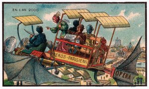 Repülő busz Párizsban, 1910 körül alkotó: . .