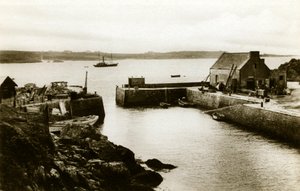 Ouessant-sziget: Lampaul kikötője dagálykor, 1900-1920 körül (fénykép) alkotó: . .