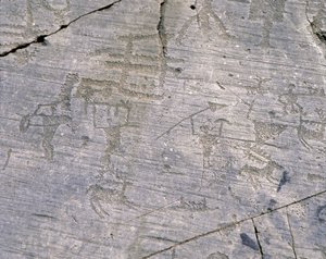 Olaszország, Lombardia, Brescia tartomány, Valcamonica, Naquane kőfaragványok nemzeti parkja, Camuniai sziklarajzok