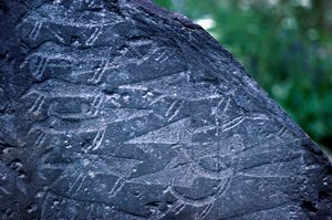 Olaszország, Lombardia régió, Valcamonica, közeli sziklarajzok a Naquane Nemzeti Parkban