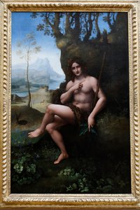 Louvre Múzeum, Párizs, Franciaország. Leonardo da Vinci műhelye, Francesco Melzi, Keresztelő Szent János nevéhez fűződik, vászonra átvitt olajtábla, c. 1510-1520. alkotó: . .