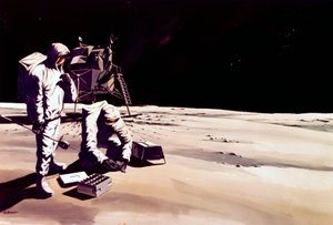 Manned Space Flight, USA, Apollo, General Artist Benyomása a Holdon dolgozó űrhajósokról alkotó: Ferdinand Georg Waldmuller