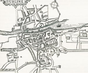 Dublin, Írország térképe 1610-ben, saját országunk 1898-ban megjelent térképe alkotó: Ferdinand Georg Waldmuller