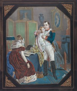 Napóleon és Marie-Louise császárné Róma királyával, 1860 körül (kőnyomat) alkotó: . .