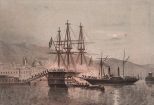 Tuckery megtámadta a Monarca nápolyi hajót Castellammare kikötőjében alkotó: William Walcutt
