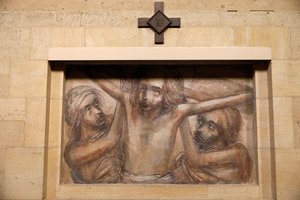 Orval trappista apátság, Belgium. Templom. A keresztút. 11. állomás alkotó: . .