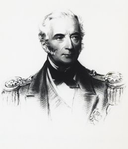 Edward Hobart Seymour (1840-1929), a szövetséges flotta admirálisának portréja, aki részt vett a kínai boxerekkel való összecsapásokban, rajz alkotó: Georg Carl Heinrich Dollmann