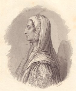 Beatrice Lascaris di Tenda (1372-1418) olasz nemesnő portréja, G Fusinati rézmetszete Antonio Campo portréjából alkotó: William Walcutt