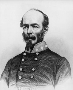 Joseph Eggleston Johnston (1807-1891), az amerikai hadsereg tisztjének portréja a mexikói-amerikai háború, a szeminole háborúk és az amerikai polgárháború idején, metszet alkotó: William Walcutt