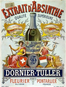Ornier Tuller abszint hirdetése, 1890-es kromolitográfia alkotó: Frederick (attr. to) Barnard