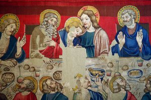 Szent Márk múzeum. Gyapjú kárpit Krisztus szenvedésének epizódjaival. Az utolsó vacsora. alkotó: . .