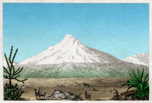 A Chimborazo vulkán az ecuadori Tapia fennsíkjáról. 1840 körül (metszet) alkotó: . .