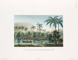 Kilátás egy falura Matavaiban, Tahiti szigetén alkotó: Frederick (attr. to) Barnard