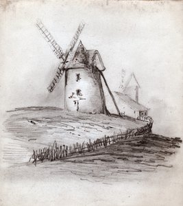 Szélmalom Normandiában, Franciaországban. 1830 körül (illusztráció) alkotó: . .