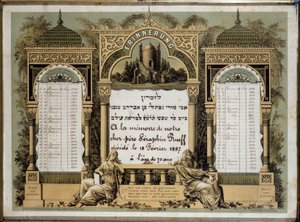 Yahrzeit asztal (színes litó) alkotó: Hippolyte Lalaise Devéria
