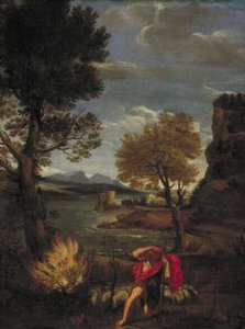 Táj Mózessel és az égő bokorral alkotó: Domenichino