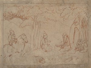 Rama és Lakshmana ellátogat egy aszkéta remeteségébe, kb. 1775-80. alkotó: a first generation master after Nainsukh
