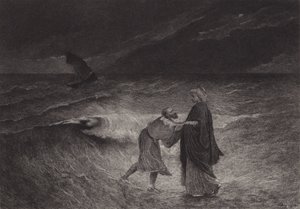 Jézus és Szent Péter a tengeren alkotó: after Albert Robida