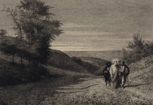 Jézus és tanítványai a Cézáreába vezető úton alkotó: after Albert Robida