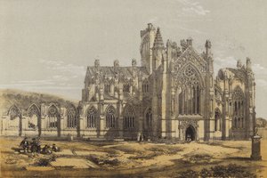 Melrose apátság, délről (chromolitho)