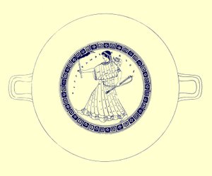Artemisz íjjal, nyíllal és fáklyával, illusztrációja J. E. Harrison és D. S. MacColl görög vázafestményeiből, 1894-ben (digitálisan javított kép)