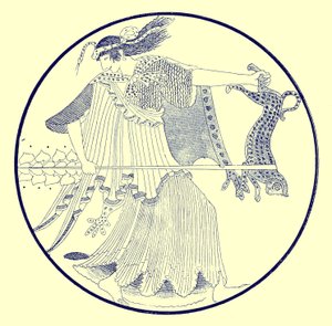 Maenad, illusztráció a J. E. Harrison és D. S. MacColl görög vázafestményeiből, 1894-ben (digitálisan javított kép)