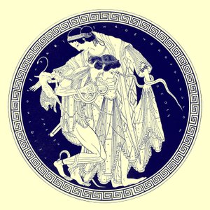 Peleus és Thetis, J. E. Harrison és D. S. MacColl görög vázafestményeinek illusztrációja, 1894-ben megjelent (digitálisan javított kép)