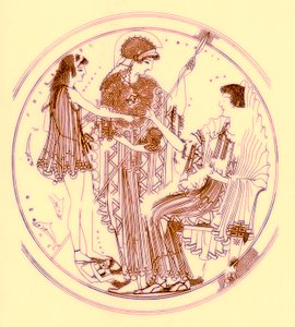 Thészeusz és amfitrit, illusztráció a J. E. Harrison és D. S. MacColl görög vázafestményeiből, 1894-ben (digitálisan javított kép)