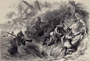 A franciák megtámadják a spanyol erődöt a St Johns-on alkotó: after Felix Octavius Carr Darley